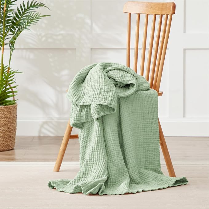 100% Cotton Muslin Blanket Large 50" x 70", 6 Layers Breathable and Lightweight - Image 3