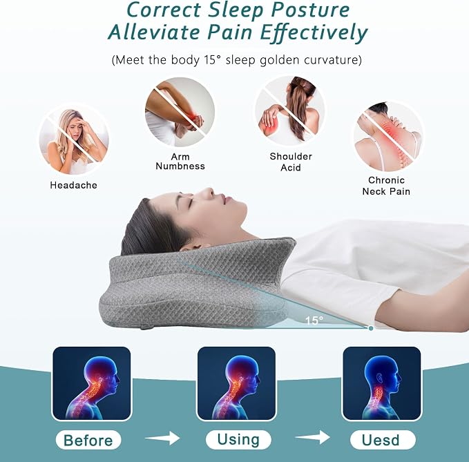 CHxxy Cervical Neck Pillow for Pain Relief Sleeping, Memory Foam Pillows - Image 2