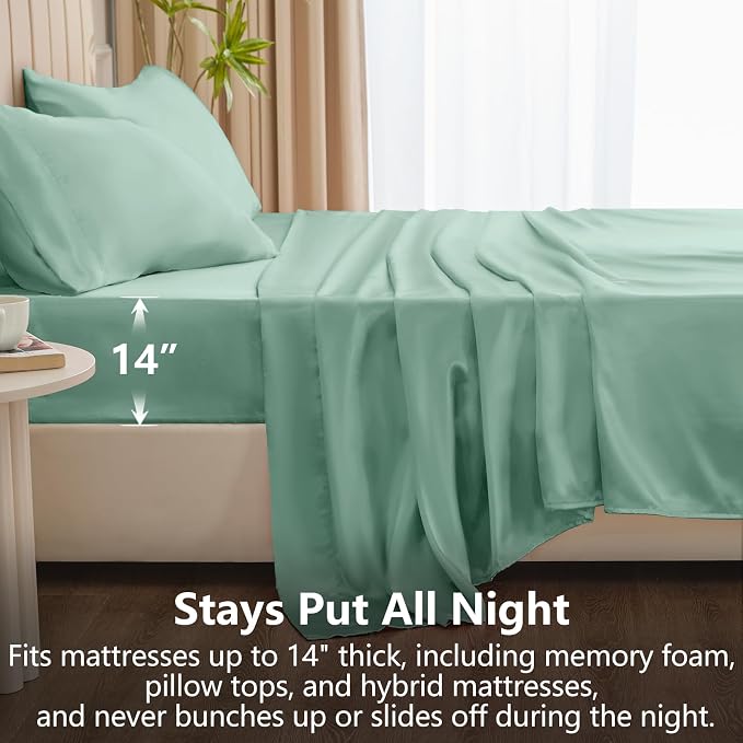 CozyLux Satin Sheets Queen Size Bed Set - Image 4