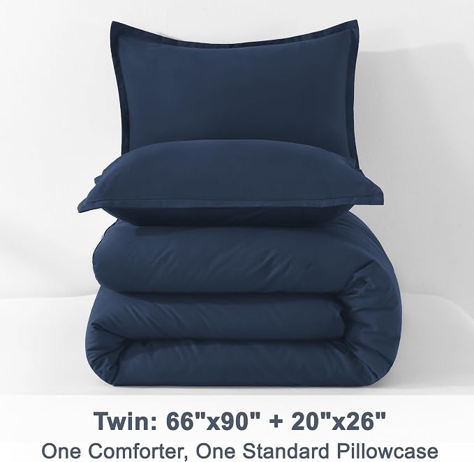 Litanika Navy Blue Twin/Twin XL Comforter Set, 2 Pieces Lightweight Solid - Image 9