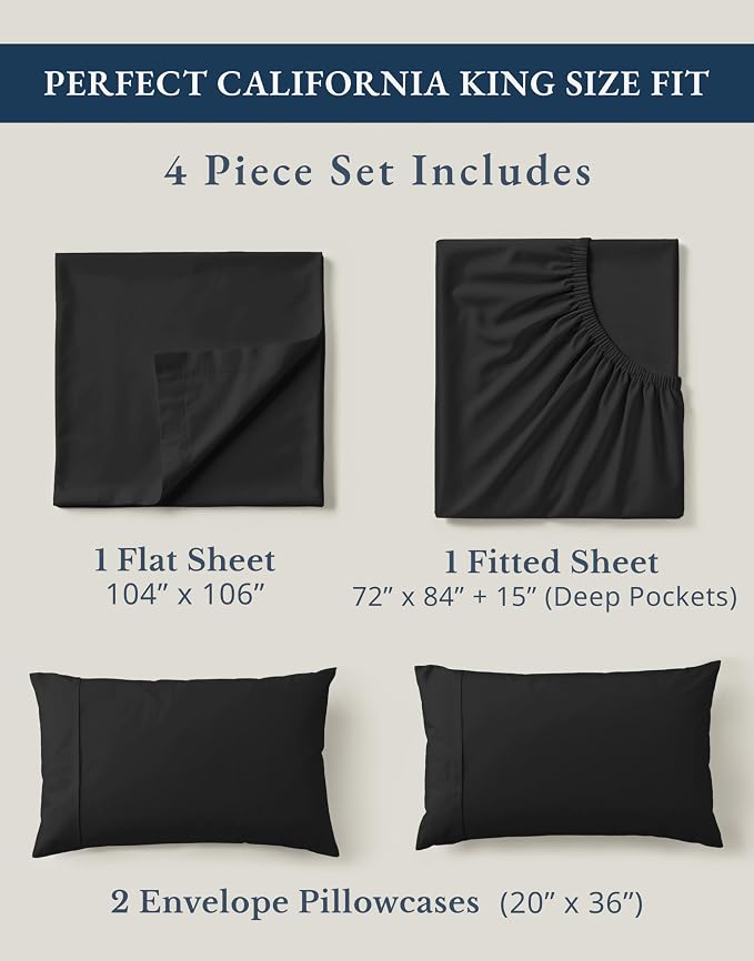 Lane Linen 100% Organic Cotton California King Sheets Set, 4-Piece Pure Organic - Image 4