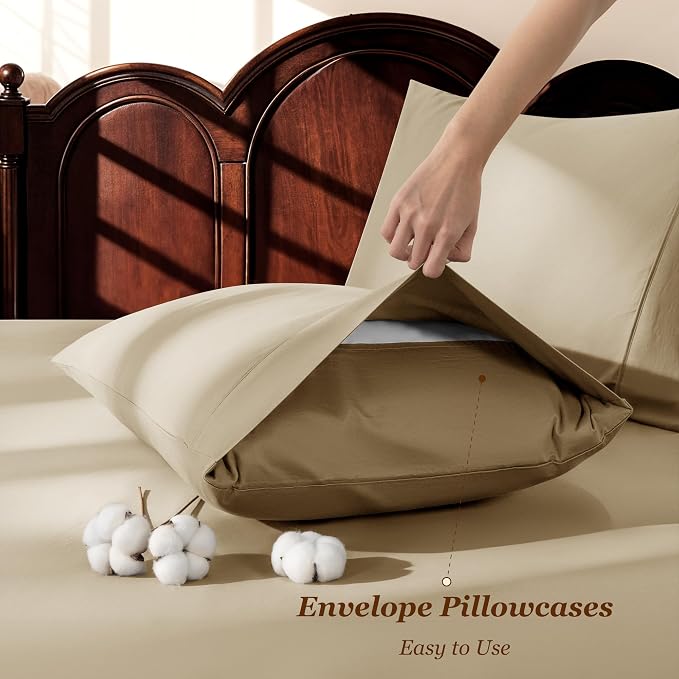 LBRO2M 1000 Thread Count 100% Egyptian Cotton Sheets Set Clifornia King - Image 6