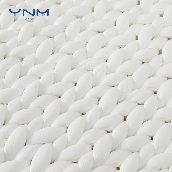 YnM Cooling Weighted Blanket, Handmade Chunky Yarn Knitted Design, Temperature - Image 2