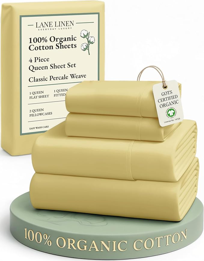 LANE LINEN Eco Friendly 100% Organic Cotton Bed Sheets Queen Size, Soft & Comfy by LaneLinen