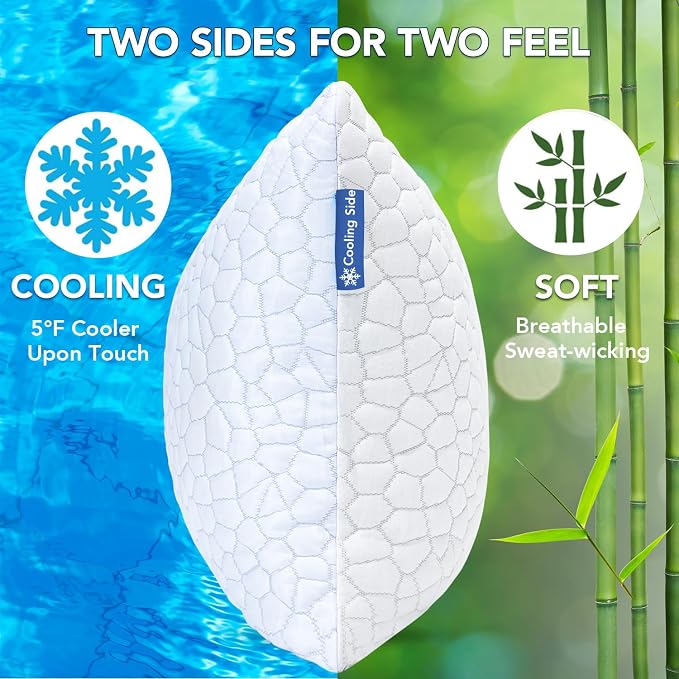 QUTOOL Cooling Pillow for Sleeping, CertiPUR-US Shredded Memory Foam Standard - Image 2