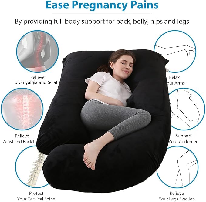 Jcickt Pregnancy Pillow J-Shaped Full Body Pillow, 59 inch - Image 3