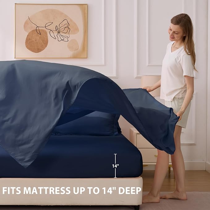 Queen Comforter Set Navy - Image 6