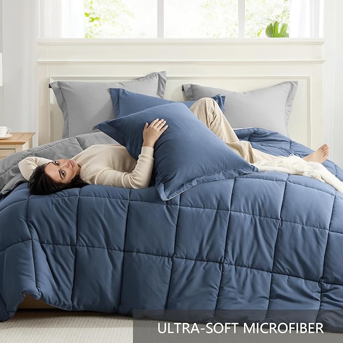 Homelike Moment Queen Comforter Set Blue, Comforters Queen Size Set Lightweight - Image 5