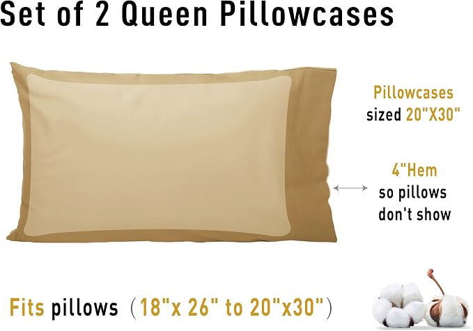 Sunflower Queen Pillowcases Set of 2, 100% Cotton Queen Size Pillow Cases 2 - Image 8