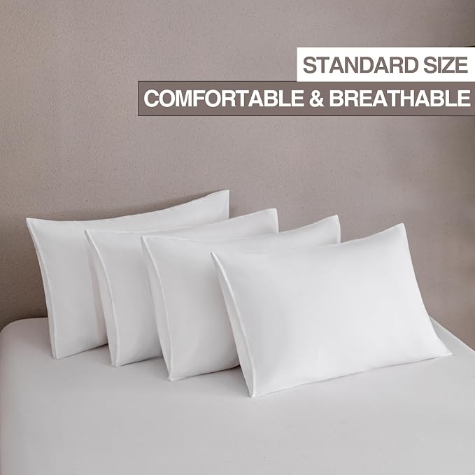 MINIPANDA White Pillow Cases Standard Size Set of 4 - Image 2