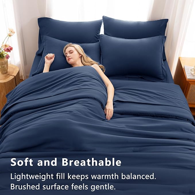 CozyLux King Size Comforter Set Navy Blue, 7 Pieces Bed in a Bag King Comforter - Image 5