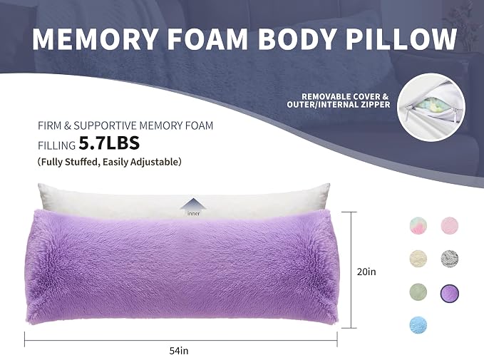 Fluffy Silk Full Body Pillow for Adults 20x54 Satin Body Pillow Cover Pillowcase - Image 5