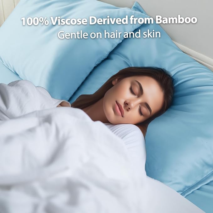 2 Pack Cooling Pillow Cases, Viscose Derived from Bamboo Pillow Protectors - Image 4