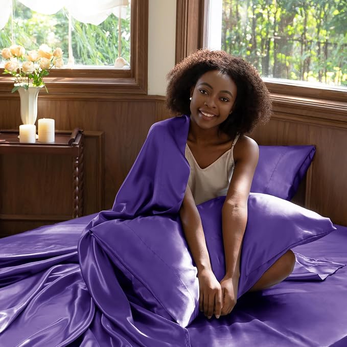 CozyLux Satin Sheets Queen Size Bed Set - Image 5