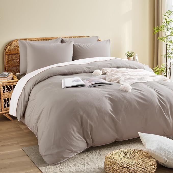 NEXHOME PRO Duvet Cover Full 100% Washed Cotton Linen Feel Textured Organic - Image 4