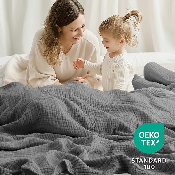 100% Cotton Muslin Blanket Large 50" x 70", Breathable and Lightweight Cotton - Image 4