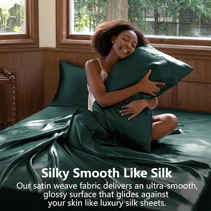 CozyLux Satin Sheets Queen Size Bed Set - Image 3