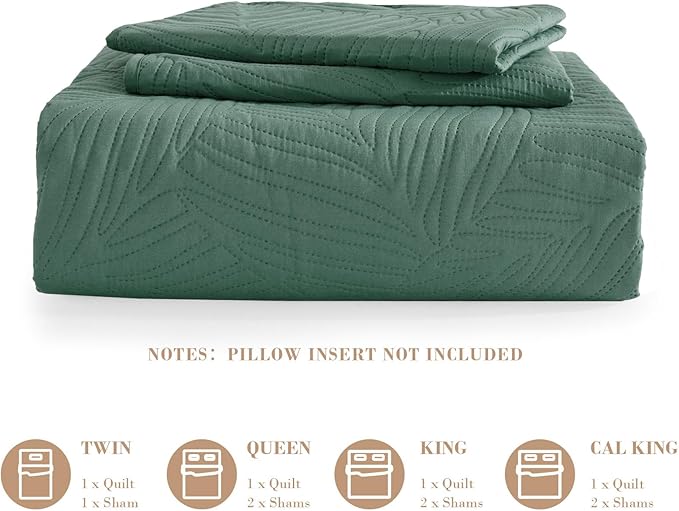 Exclusivo Mezcla California King Quilt Bedding Set, Lightweight Green Quilts - Image 6