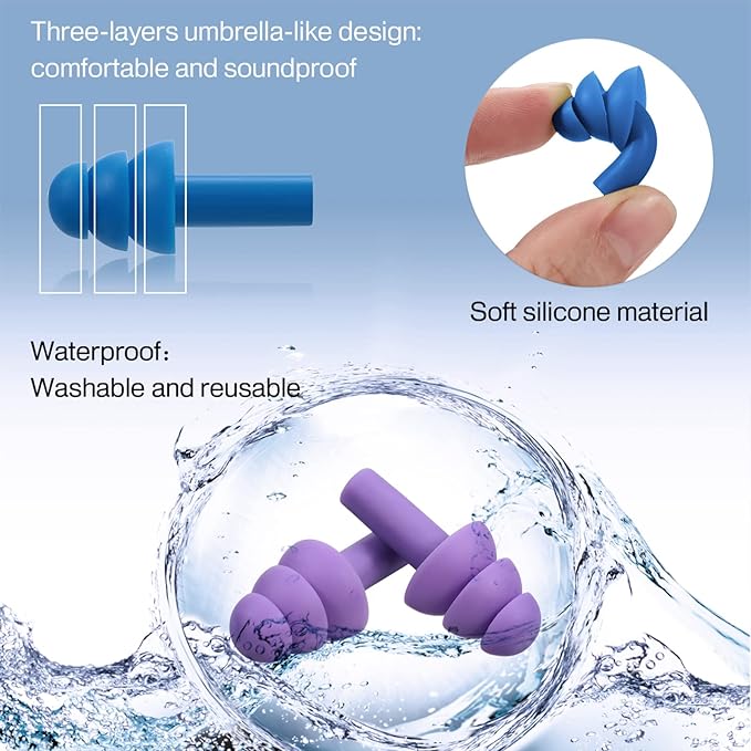 Ear Plugs Silicone Ear Plugs Waterproof Reusable Earplugs Noise Reduction - Image 2
