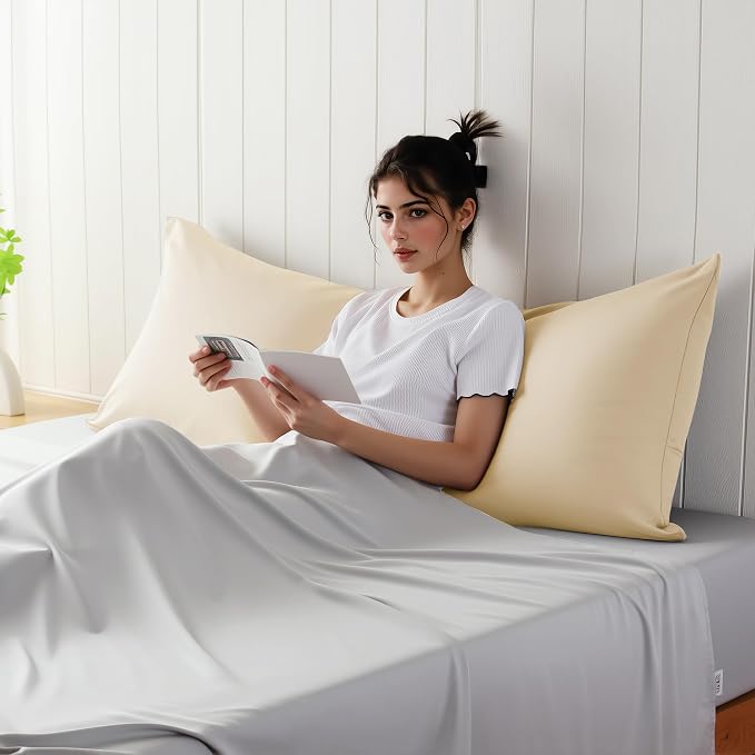 1 Pack Body Size Bamboo Viscose Zippered Pillow Case, 400 Thread Count Cooling - Image 3
