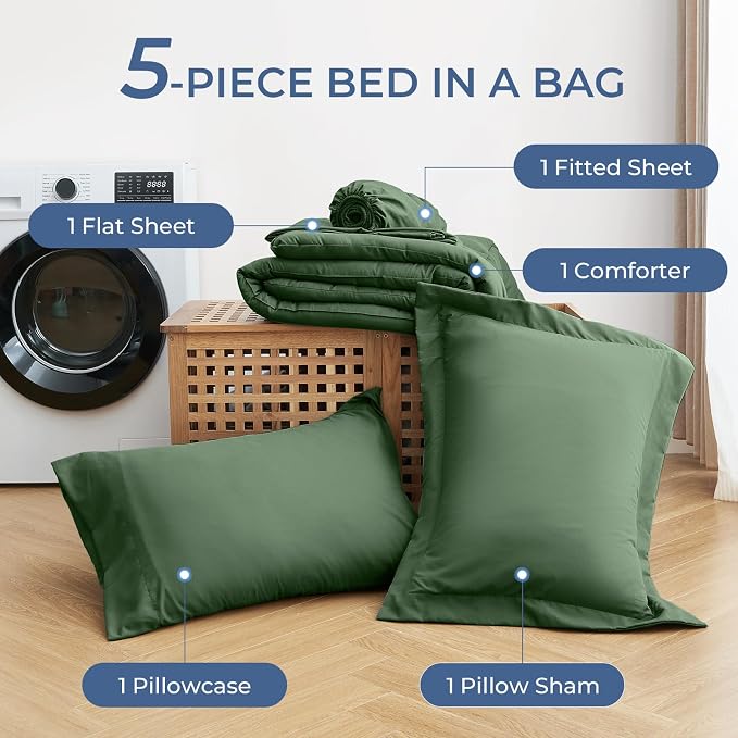 Sasttie Twin XL Comforter Set, 5 Pieces Twin XL Bed in a Bag, Complete Bedding - Image 6