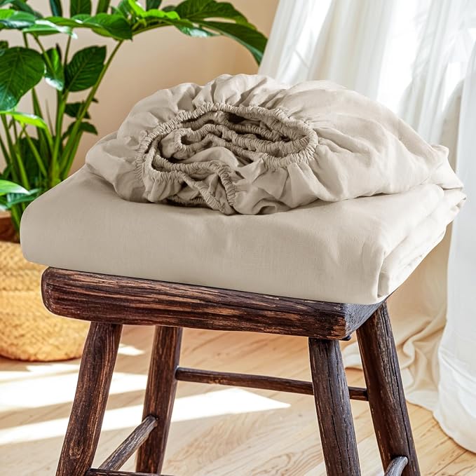 SONORO KATE 100% French Linen Fitted Sheet by SONOROKATE