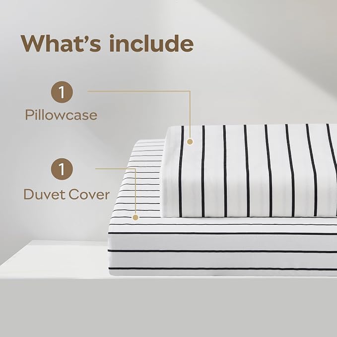 JELLYMONI 100% Natural Cotton 2pcs Striped Duvet Cover Sets, - Image 7