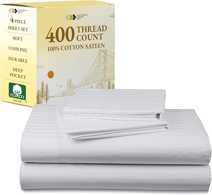 California Design Den Soft 100% Cotton Queen Sheet Set, 400 TC Good by CaliforniaDesignDen