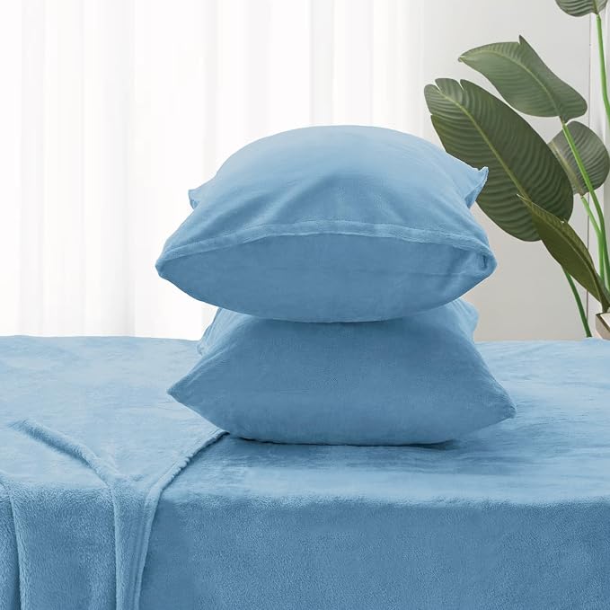 BEDELITE Flannel Sheets Twin Size Forever Blue - Image 7