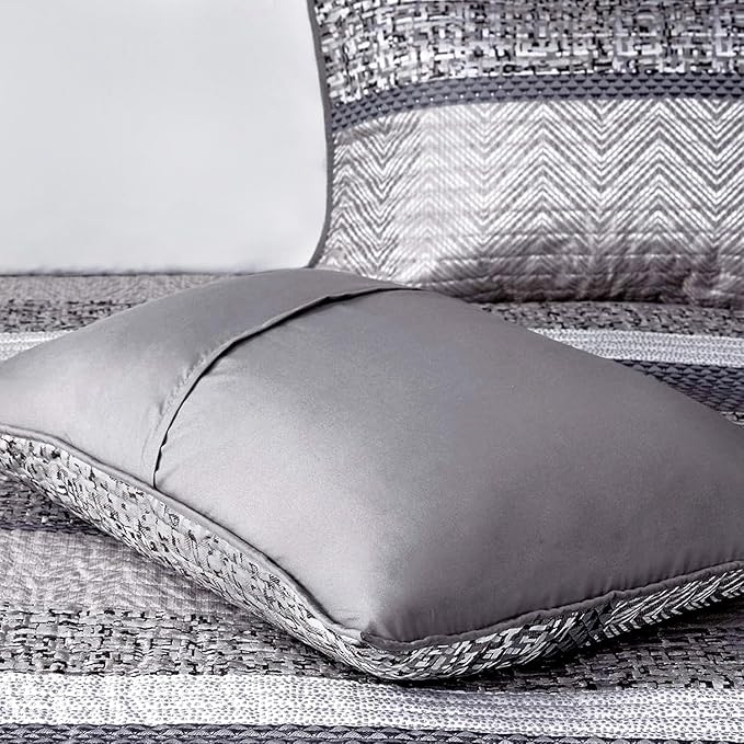 Madison Park Queen Quilt Set Lustrous Jacquard & Glitter Accent Coverlet Set - Image 11