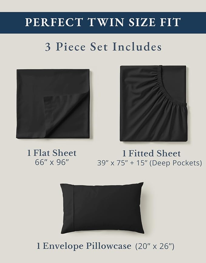 LANE LINEN 100% Organic Cotton Twin Bed Sheet Set, Soft & Breathable Twin Sheet - Image 4
