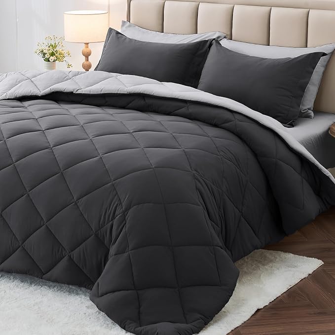 MUXHOMO 7 Pieces King Comforter Set, Reversible Bed in a Bag King Size by MUXHOMO