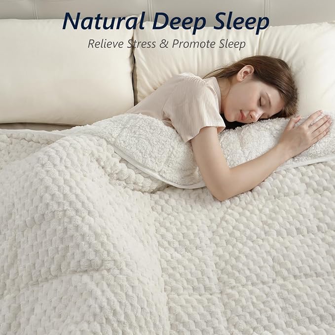 Mr. Sandman Weighted Blankets for Adults Queen Size 20lbs, Warm Sherpa Fleece - Image 3