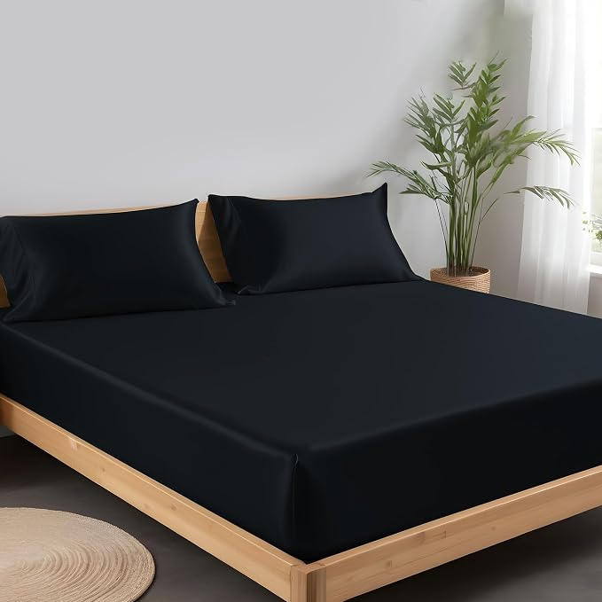 LINENWALAS Fitted Sheet Only Viscose Derived from Bamboo, Bottom Sheet - Image 2