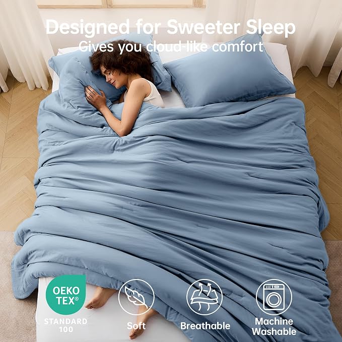 MUXHOMO King Size Comforter Set, All Season Ultra Soft Down Alternative Bedding - Image 2