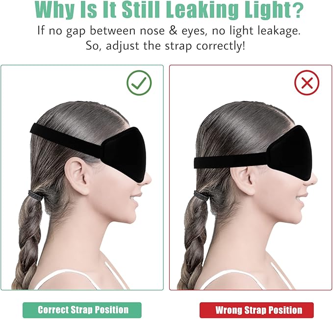 BeeVines Sleep Mask, 2 Pack 3D Contoured Sleeping Eye Masks - Image 6
