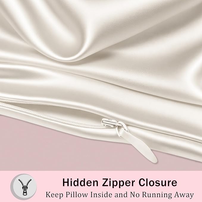 Mulberry Silk Pillow Cases Queen Size Set of 2, Ultra Smooth Soft Breathable - Image 3
