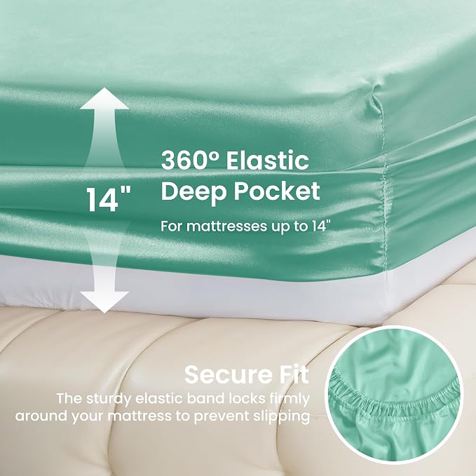 Love's cabin Full Satin Bed Linen Set, 4 Piece, Silky Soft, Luxury Feeling - Image 4