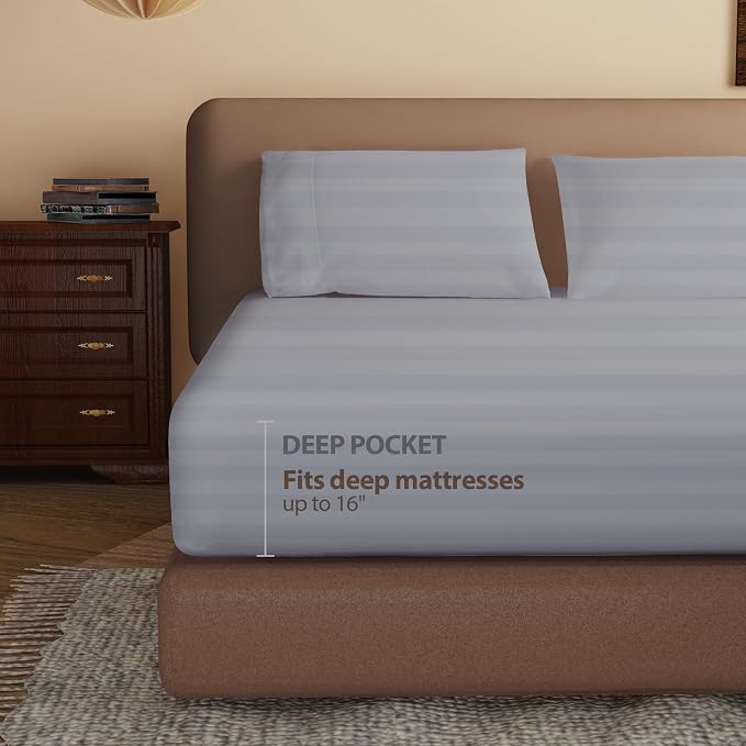 100% Egyptian Cotton Fitted Sheet King Size, 600 Thread Count, Single Fitted - Image 3