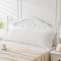 Off White Ruffled Body Pillow Cover 1 Piece Washed Cotton Farmhouse Shabby Long by Qilunn