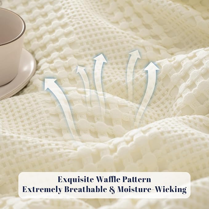 PHF Cooling Waffle Blanket King Size, Lightweight 60% Rayon from Bamboo & 40% - Image 4