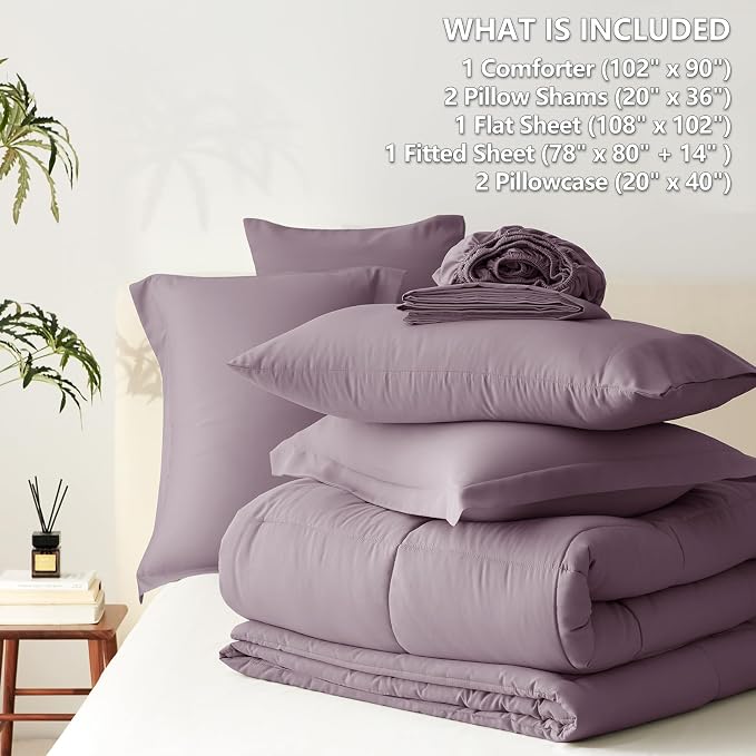CozyLux King Size Comforter Set Dusty Purple - Image 5