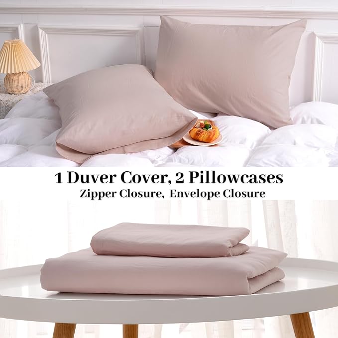 NEXHOME PRO Duvet Cover Set Queen Size Linen Look Textured Organic Natural 100% - Image 9