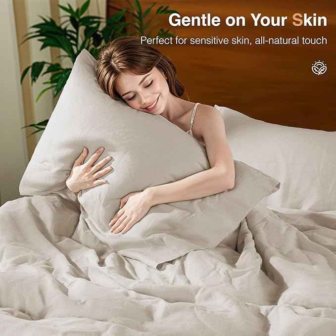 SONORO KATE 100% French Linen Duvet Cover, Soft Breathable - Image 6