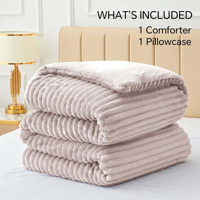BEDELITE Fleece Twin Comforter Set -Super Soft & Warm Fluffy Lotus Pink Bedding - Image 6
