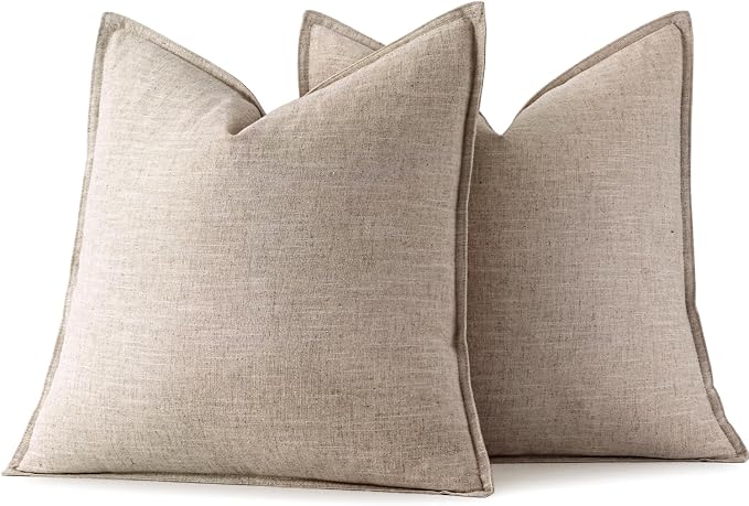 MIULEE Decorative Linen Pillow Covers 18x18 Inch Natural Linen Boho Farmhouse - Image 7