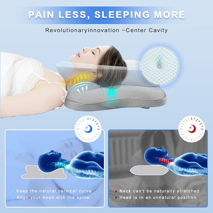 Pain Relief Cervical Pillow for Neck Support, Adjustable Ergonomic Pillow Cozy - Image 3