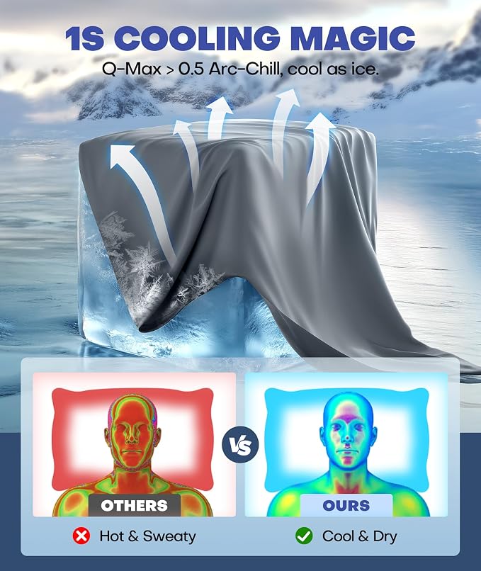 Ice Cooling Pillowcase for Hot Sleepers, Instantly Cool, Stays Cold All Night - Image 2