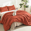 Litanika Burnt Orange Queen Size Bed Comforter Set, 3 Pieces Terracotta Fall by Litanika
