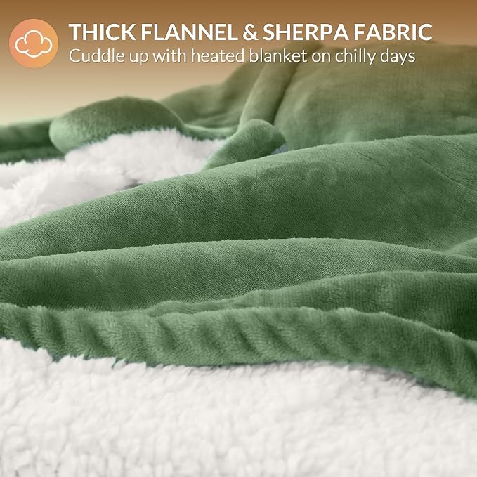 HOMLYNS LuxeHeat Heated Blanket Electric Blanket Full Size, Soft Flannel Sherpa - Image 5